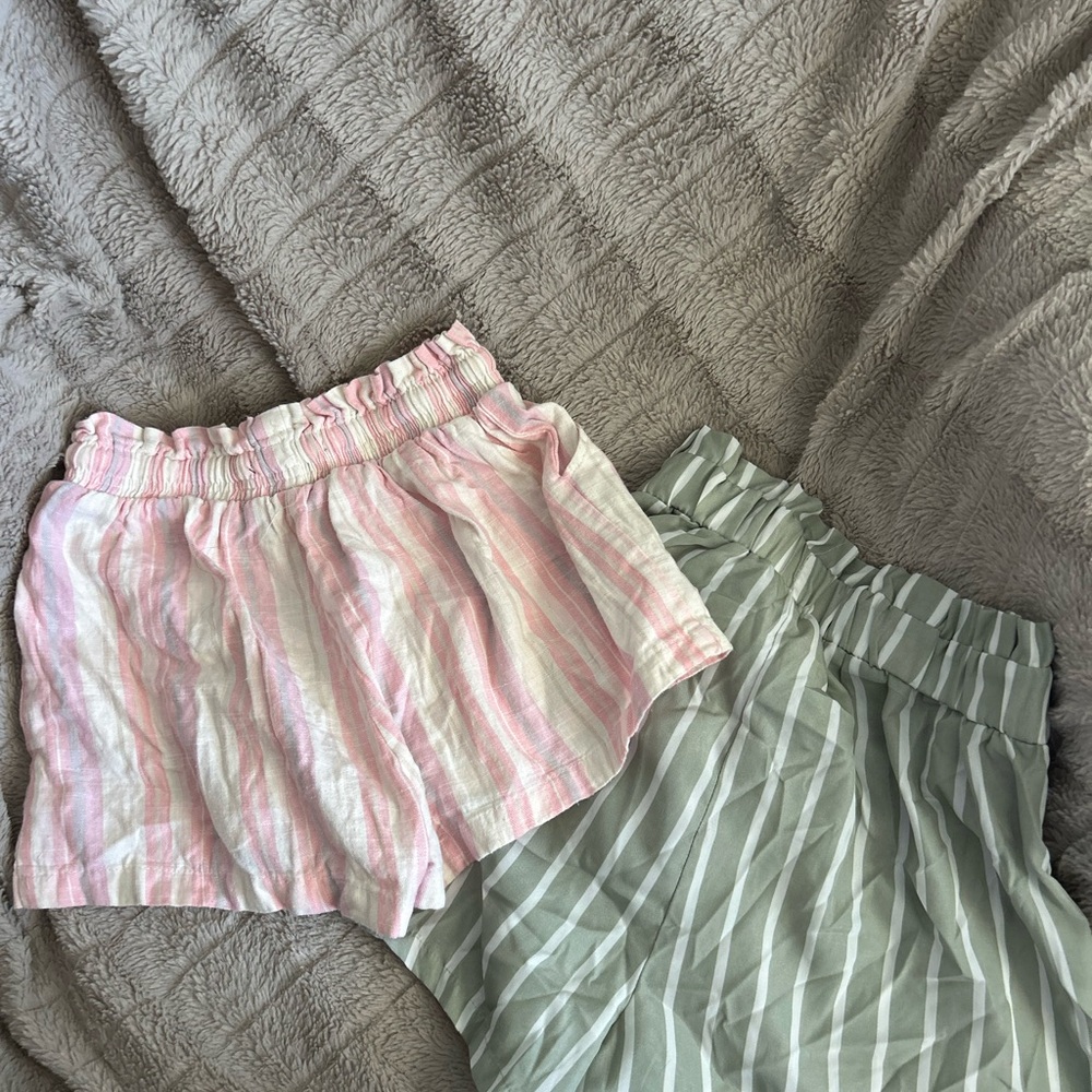 Moschino Green and White Striped Shorts